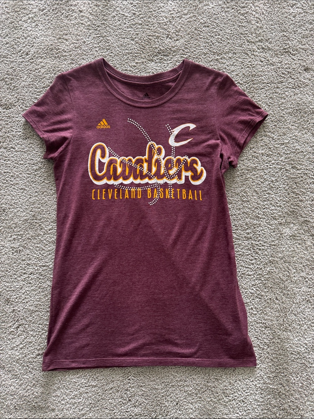 adidas Maroon Heather Crewneck Logo Tee